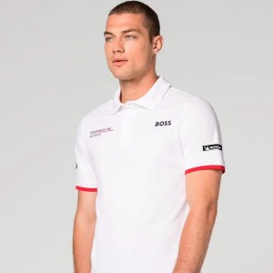 Boss Porsche Edition Premium Polo Neck White Tshirt F3430