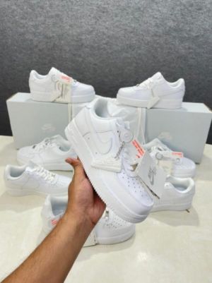 Nik_e Airforce 1 short pure white leather Semi Ua quality with dust bag with keychain