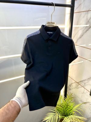 Michael_Kors Black Polo Premium Collar Neck T-shirt F3619-BL