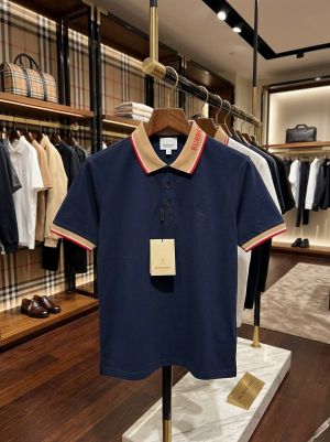 BURBERR Y POLO NECK T-SHIRTS NAVY 
