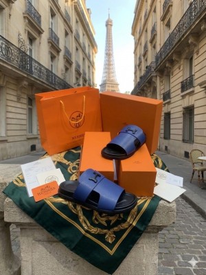 HERME S LOGO BLUE PREMIUM LEATHER