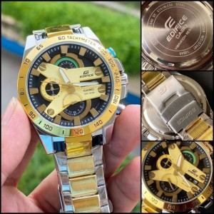 EDIFICE CASIO GOLD BLACK CHRONOGRAPH WATCH