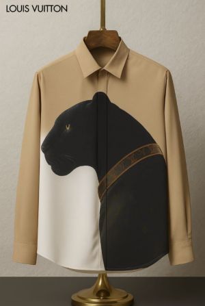 Loui_s Vuitton Imported Exclusive Cheetah Printed Monogram Sequence Premium Shirt With OG Box DN 620