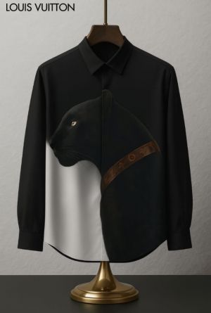 Loui_s Vuitton Imported Exclusive Cheetah Printed Monogram Sequence Premium Shirt With Brand Box DN 620