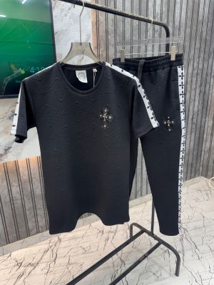 Chrome.Hearts.100%.Imported.Embossed.Fabric.Very.Premium.Half.Sleeves.Tracksuit.MR318