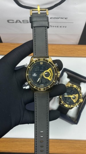 CASI O EDIFICE DUAL ANALOGUE BLACK GOLD