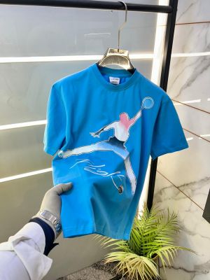 Sale Jordan Drop Shoulder Printed Premium Round Neck Blue T-shirt F1488-BU