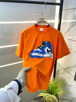 Sale Jordan Drop Shoulder Printed Premium Round Neck Orange T-shirt F1488-OR