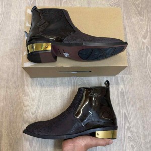 Zar.a 08 Stylish Patent Chelsea Golden Heel Brown Ankle Boots