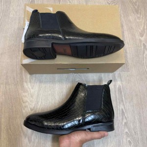 Zar.a 07 Croco Textured Premium Black Chelsea Boots