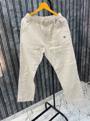 CALVIN.KLEIN.100%.CREAM.IMPORTED.LINEN.FABRIC.VERY.PREMIUM.SUMMER.CASUAL.PANTS.MR319
