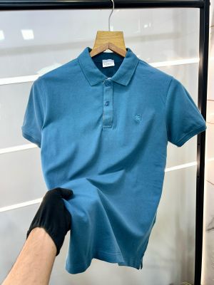 Sale Burberr y Royal Green Polo Premium Collar Neck T-shirt  1042