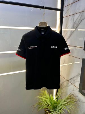 Boss x Porsche Edition Black Collar Neck Premium Polo T-shirt F3430-B2