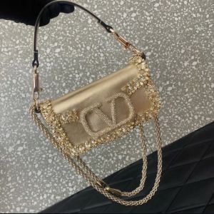 VALENTIN.O GARAVANI GOLD CRYSTAL EMBELLISHMENT LOCO SMALL SHOUDER BAG WITH OG BOX