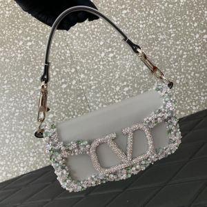 VALENTIN.O GARAVANI SILVER CRYSTAL EMBELLISHMENT LOCO SMALL SHOUDER BAG WITH OG BOX