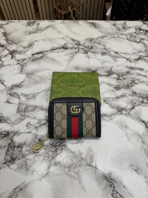 Gucc_i GG Supreme Canvas Ophidia Mini Wallet With Stripe Including Box (Black) (AAAD66)