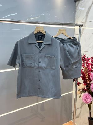 Gstar Grey Premium Imported Cotton Lycra Fabric Emboss Design Cord Set 3819