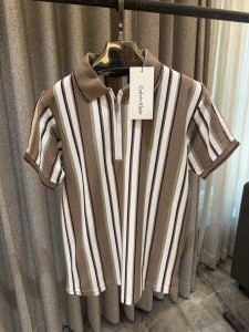 CALVIN KLEI_N BROWN PREMIUM FABRIC ZIP WORK POLO