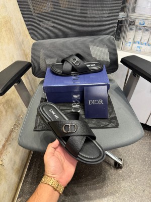 D ior Cross Pattern Chappal Olive