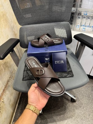 D ior Cross Pattern Chappal Olive