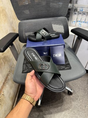 D ior Cross Pattern Chappal Olive