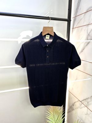 Sale Zar a Navy Premium Collar Neck T-shirt NAVY-M-1922