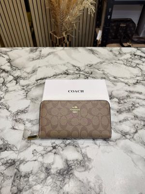 Coac_h Signature Monogram Zip-around Long Wallet (Apricot) (60017)