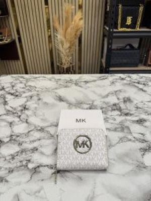 Michael_Kors MK Printed Logo Zipper Wallet With Box (Beige - 60067)