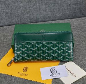 Goyar_d Signature Chevron Zip Around Long Wallet With Box (Green) (AAA60017)