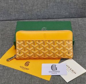 Goyar_d Signature Chevron Zip Around Long Wallet With Box (Yellow) (AAA60017)
