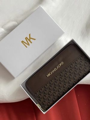 Michael_Kors Signature MK Zip-Around Long Wallet (Brown)(AAA60017)