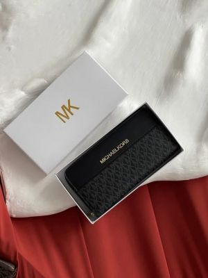Michael_Kors Signature MK Zip-Around Long Wallet (Black) (AAA60017)