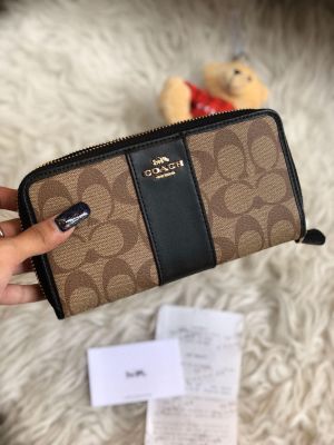 Coac_h Signature Monogram Zip Wristlet Wallet Premium Quality With Box (Apricot-Black) (AAA3029)