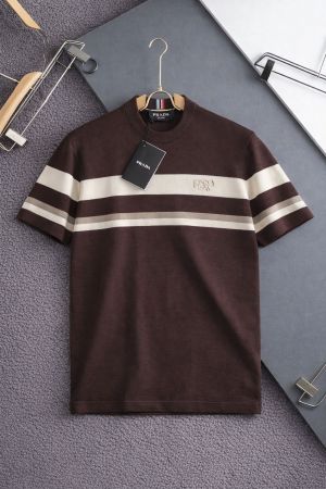 PRAD_a BROWN CREAM PREMIUM WOOLEN ROUND NECK STORE ARTICLE TSHIRT