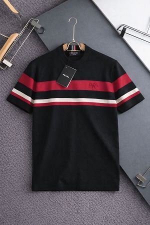 PRAD_a BLACK RED PREMIUM WOOLEN ROUND NECK STORE ARTICLE TSHIRT