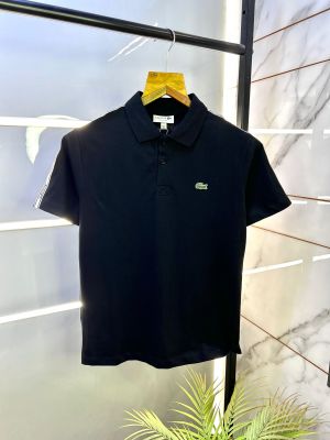 Sale Lacost e Black Polo Premium Collar Neck T-shirt F2784-BL