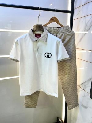 Gucc i Imported Monogram Print Super Premium White Track Suit With Brand Carry Bag F3569-W2