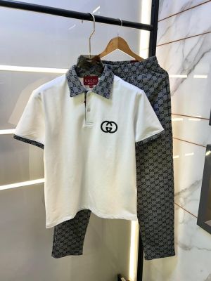 Gucc i Imported Monogram Print Super Premium White Track Suit With Brand Carry Bag F3569-W1