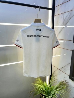 Boss x Porsche Edition White Collar Neck Premium Polo T shirt