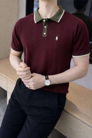 Ralp h Lauren Polo Imported knitted Brown Super Premium Collar Neck T-shirt F3510-BR