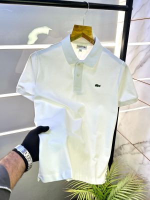 Sale Lacost e White Polo Premium Collar Neck T-shirt F2697-WH
