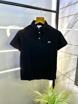 Sale Lacost e Black Polo Premium Collar Neck T-shirt F2697-BL