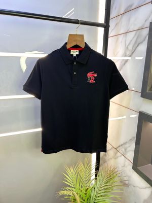 Sale Lacost e Black Polo Premium Collar Neck T-shirt F2527-B2