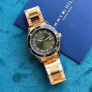 TOMM Y HILFIGER Gold With Green Dial