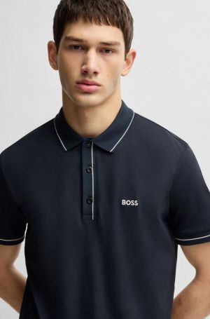 Sale Hugo_Boss Navy Premium Collar Neck Polo T-shirt F2876-N2