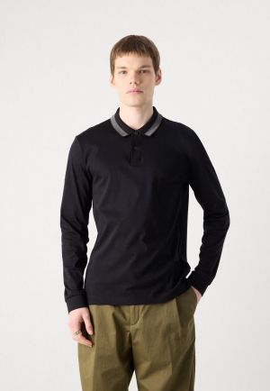 Sale Hugo_Boss Black Polo Neck Full Sleeves Premium Collar T-shirt F2783-BL