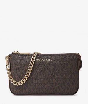 MICHAEL_KORS_JET_SET_HEAVY_QUALITY_SMALL_CHAIN_POUCHETTE_BAG_WITH_DUSTBAG_CARDS_TAGS_ETC(coffeebrown)