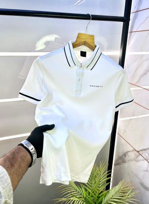 Sale Aston Martin Hacket t White Polo Premium Collar Neck T-shirt F2873-WH