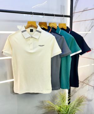 Sale Aston Martin Hacket t Green Polo Premium Collar Neck T-shirt F2873-GR