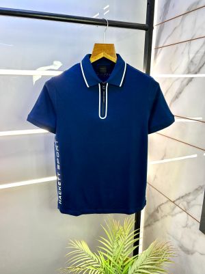 Sale Aston Martin Hacket t Blue Polo Premium Collar Neck T-shirt F2873-BU